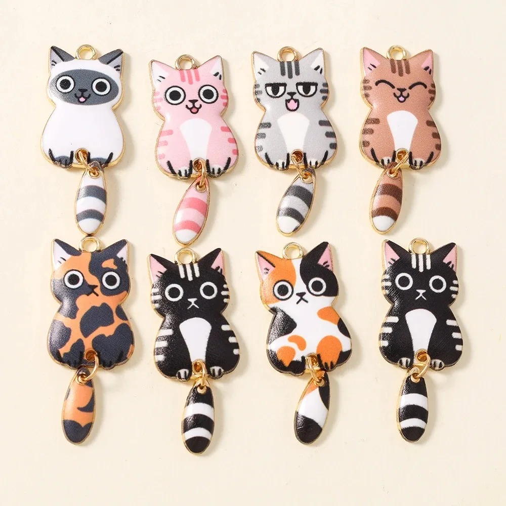 Resin Art Jewelry Kit - 10Pcs 16×39mm Cute Cartoon Cat Resin