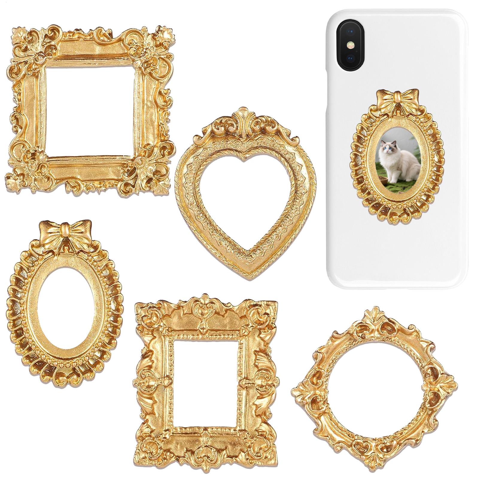 Resin Art Photo Frame - 5PCS Gold Vintage Photo Frame Art