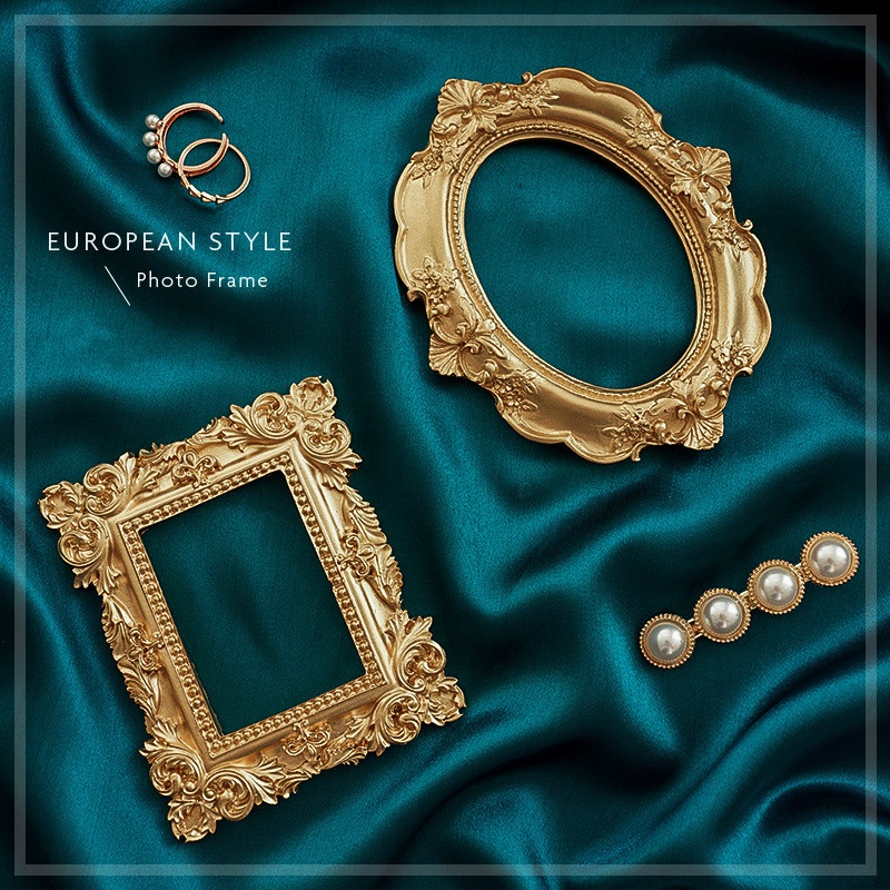 Resin Art Photo Frame - Golden Retro Photo Frame Nail Art