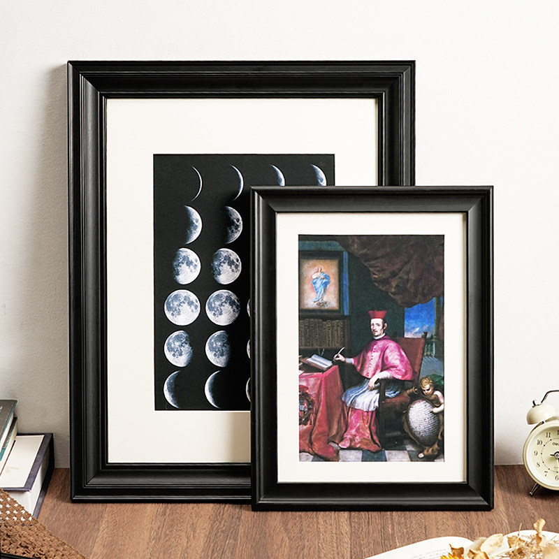 Resin Art Photo Frame - Vintage Black Solid Wood Picture Frame