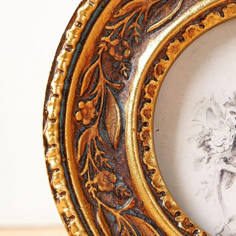 Antique Bronze Gold Round Phot - Resin Art Photo Frame recension och pris