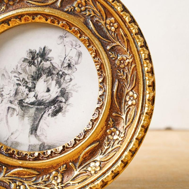 Antique Bronze Gold Round Phot - Resin Art Photo Frame recension och pris