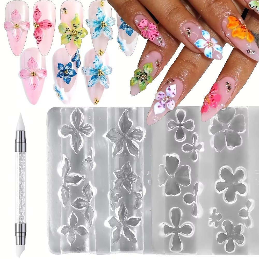New 3Pcs/Set 3D Nail Mold Carv - Resin Art Templates Free recension och pris