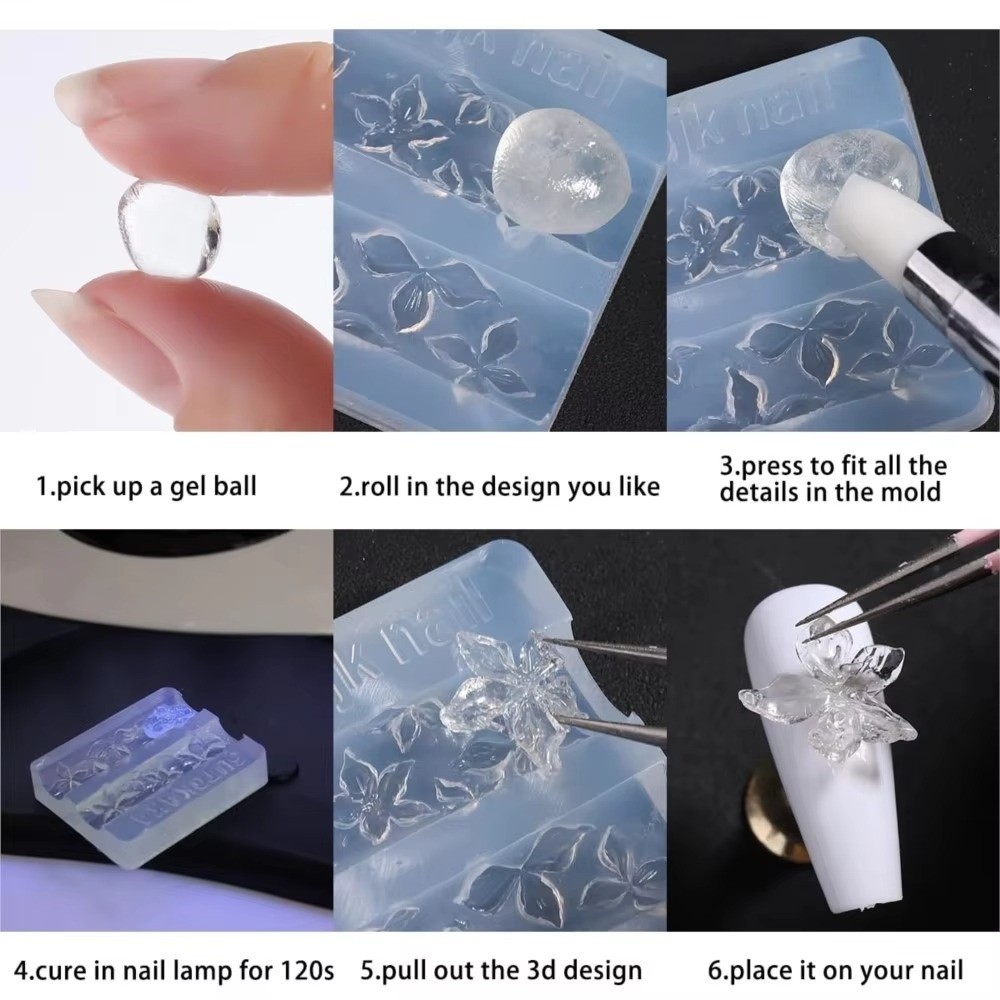 New 3Pcs/Set 3D Nail Mold Carv - Resin Art Templates Free recension och pris